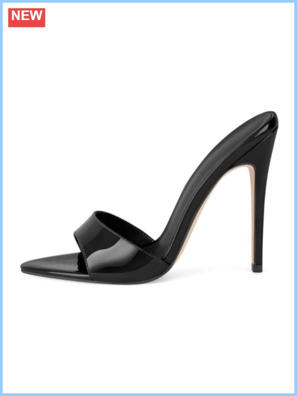 Only maker Stiletto Heeled Slide Sandals for Women Patent PU Mules